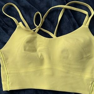 EUC lululemon Like A Cloud longline ribbed bra. Size 6. Electric Lemon